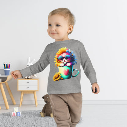 Cool Sunflower Kitten 2 Toddler Long Sleeve Tee