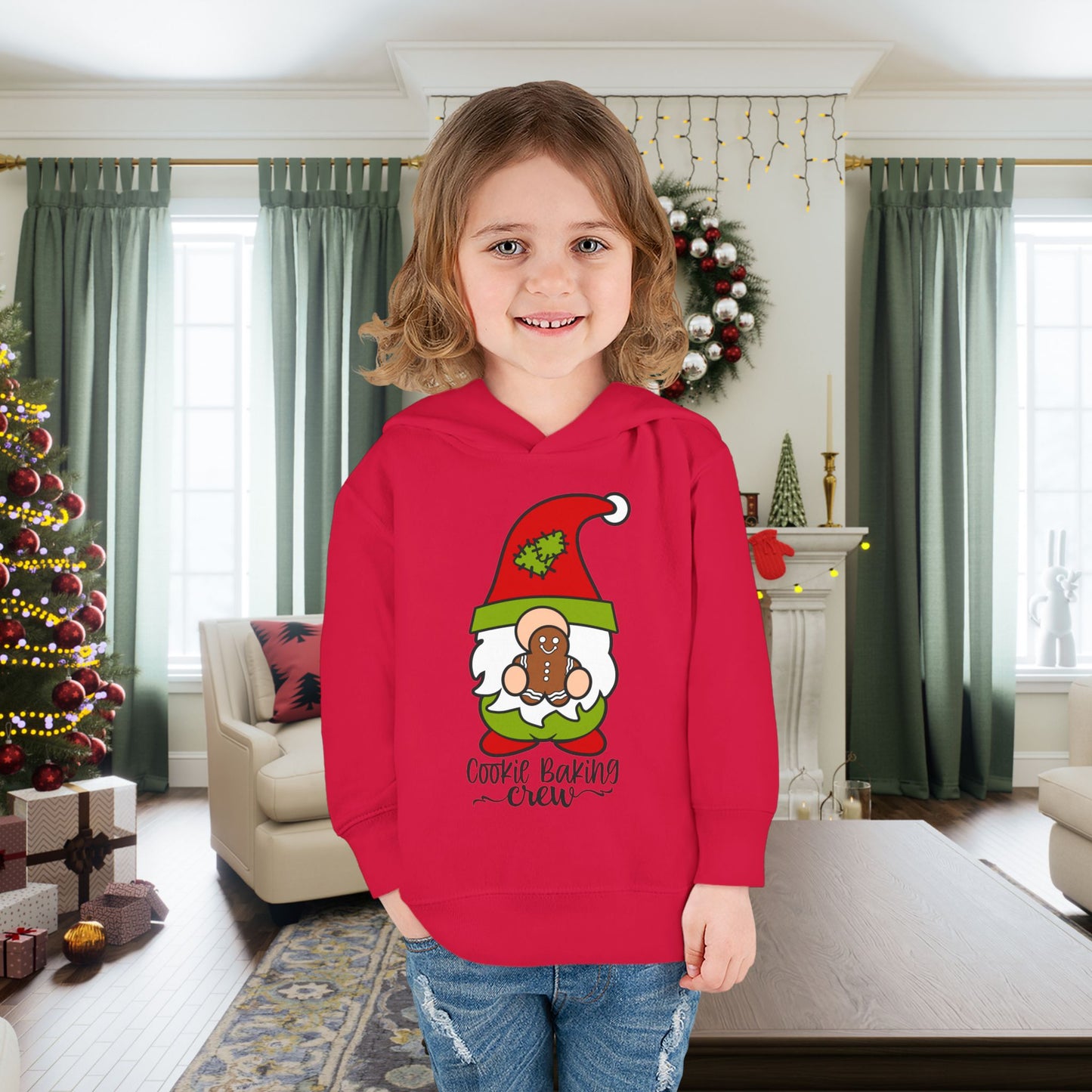 Cookie Baking Crew Gnome Toddler Pullover Fleece Hoodie