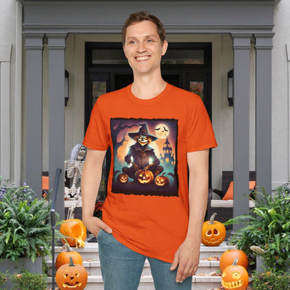 Halloween Scarecrow w/Pumpkins Adult T-shirt