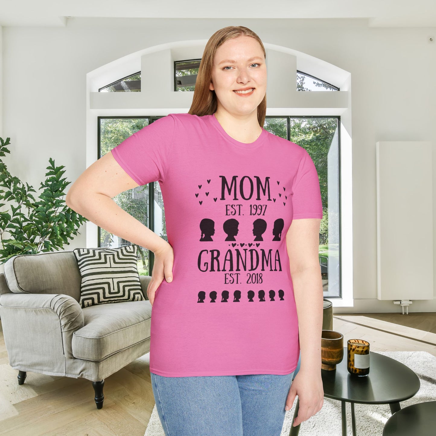 Mom Est. Grandma Est. Great Grandma Est. Custom Adult T-shirt