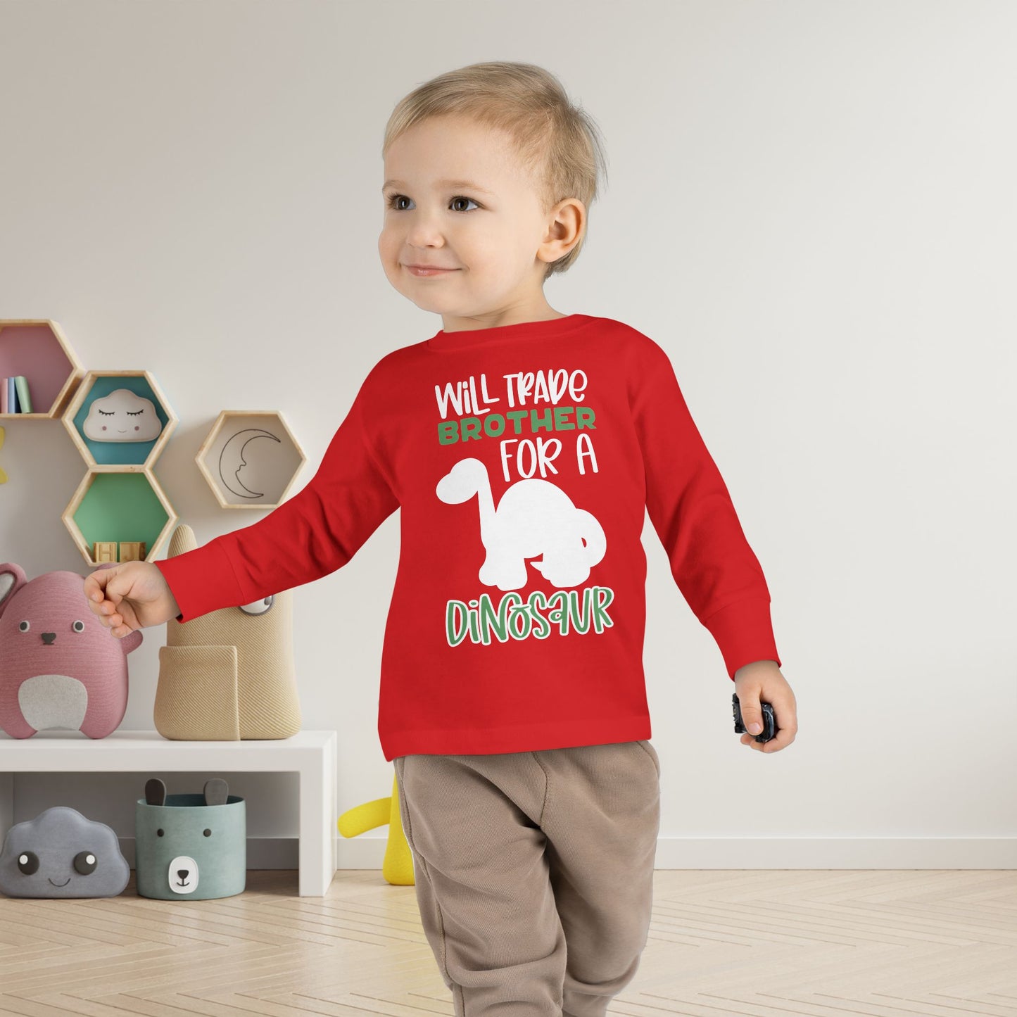 Will Trade Brother for a Dinosaur Toddler Long Sleeve Tee