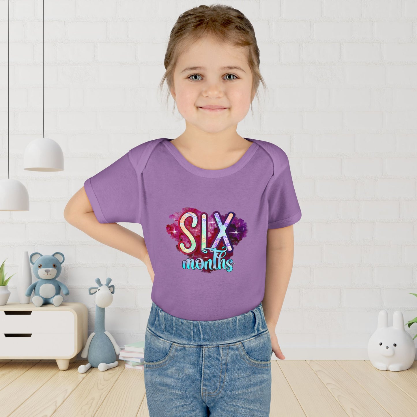 Stardust Baby Milestone Bodysuit-Six Months