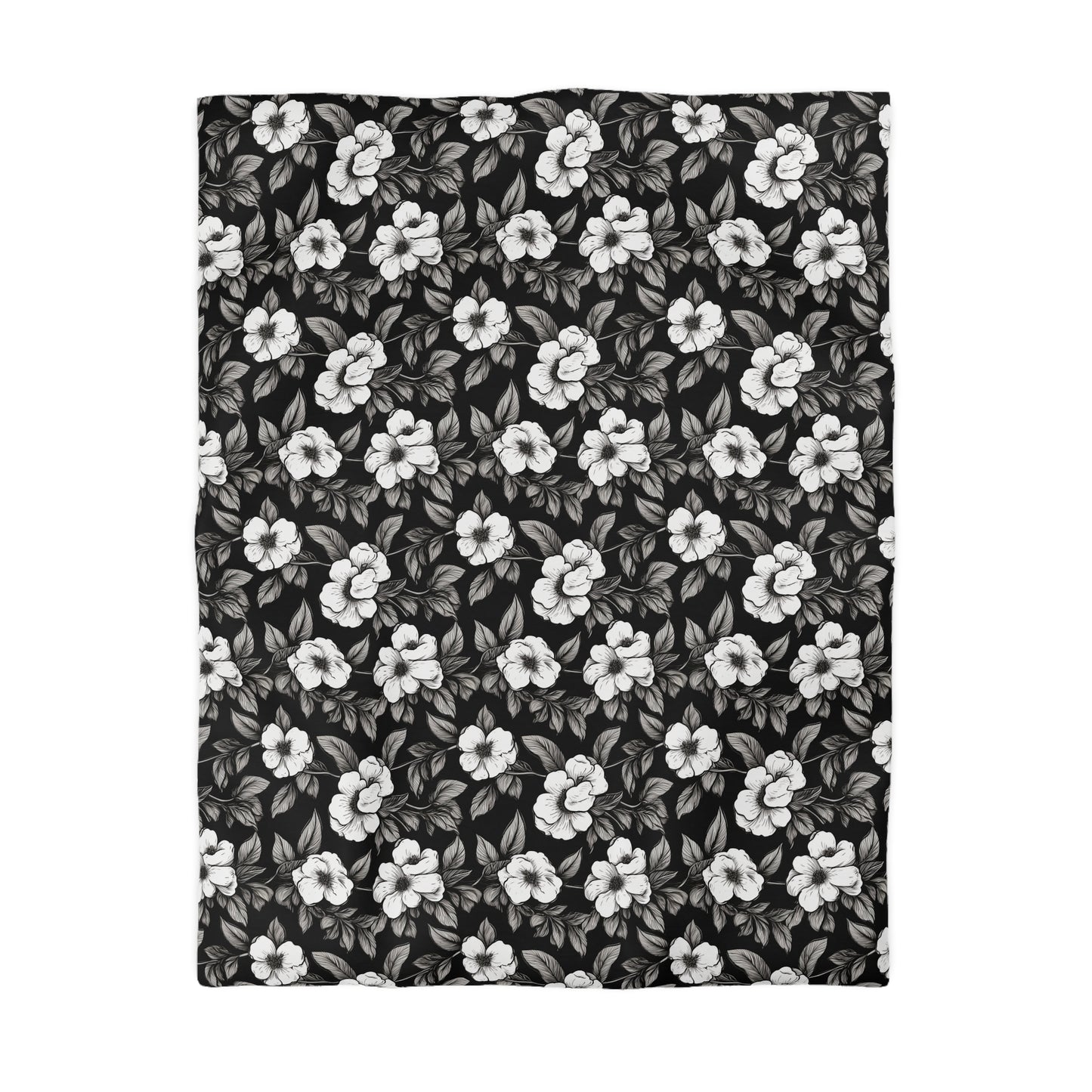 Black & White Daisies Microfiber Duvet Cover