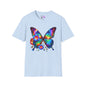 Colorful Butterfly & Flowers Adult T-shirt