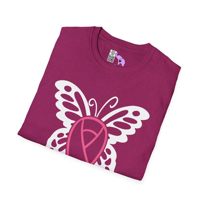 Butterfly Pink Support Ribbon Adult T-shirt