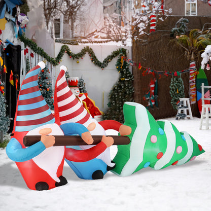 Festive Gnome Elves with Christmas Tree LED Inflatable