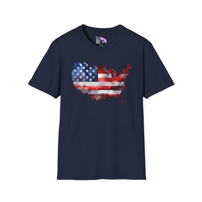 American-Shaped Flag Watercolor Adult T-Shirt