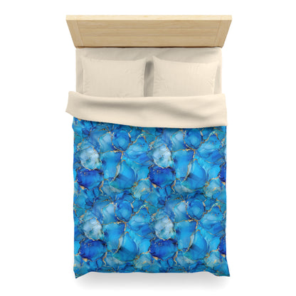 Turquoise Marble Print Microfiber Duvet Cover