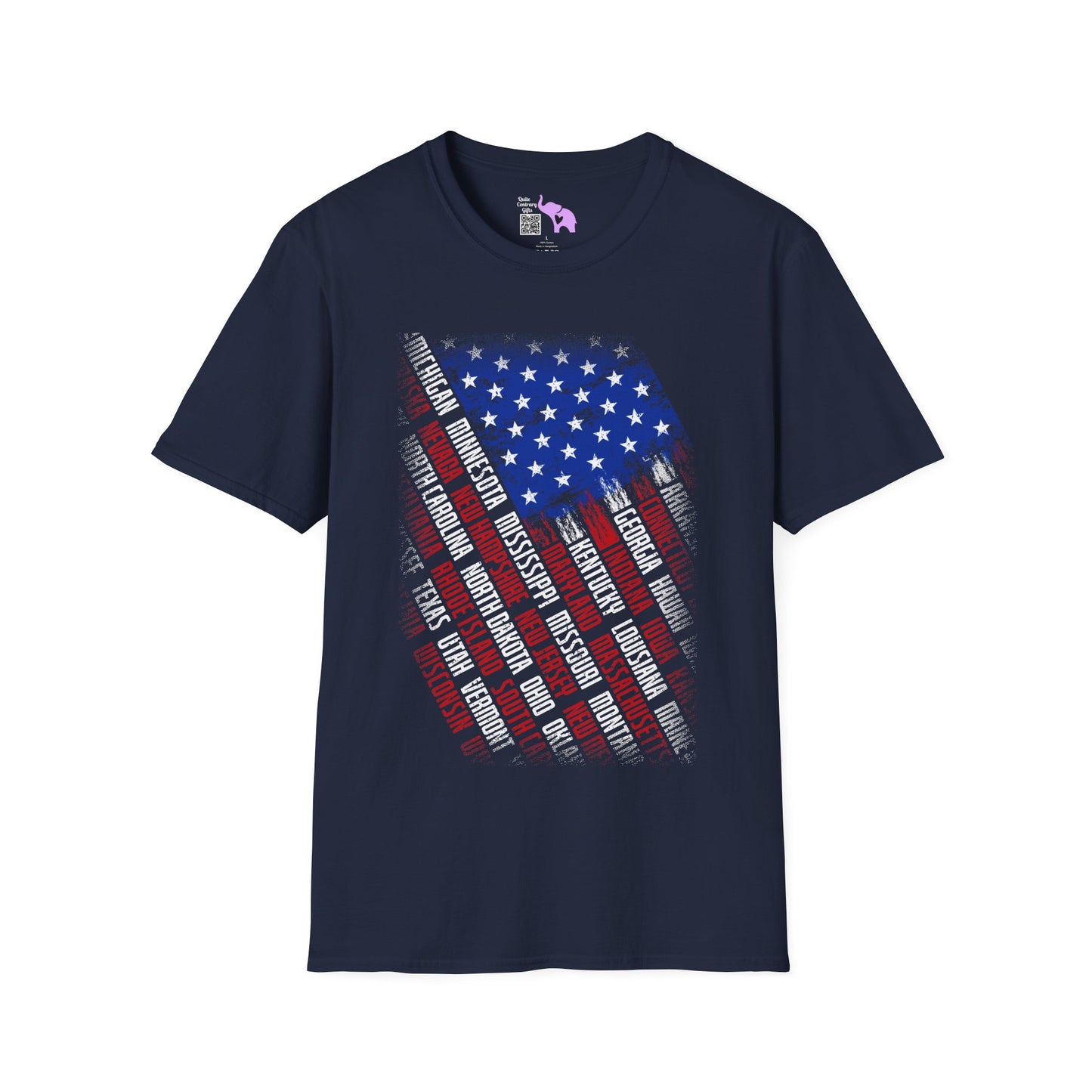 American Flag w/State Names Adult T-Shirt