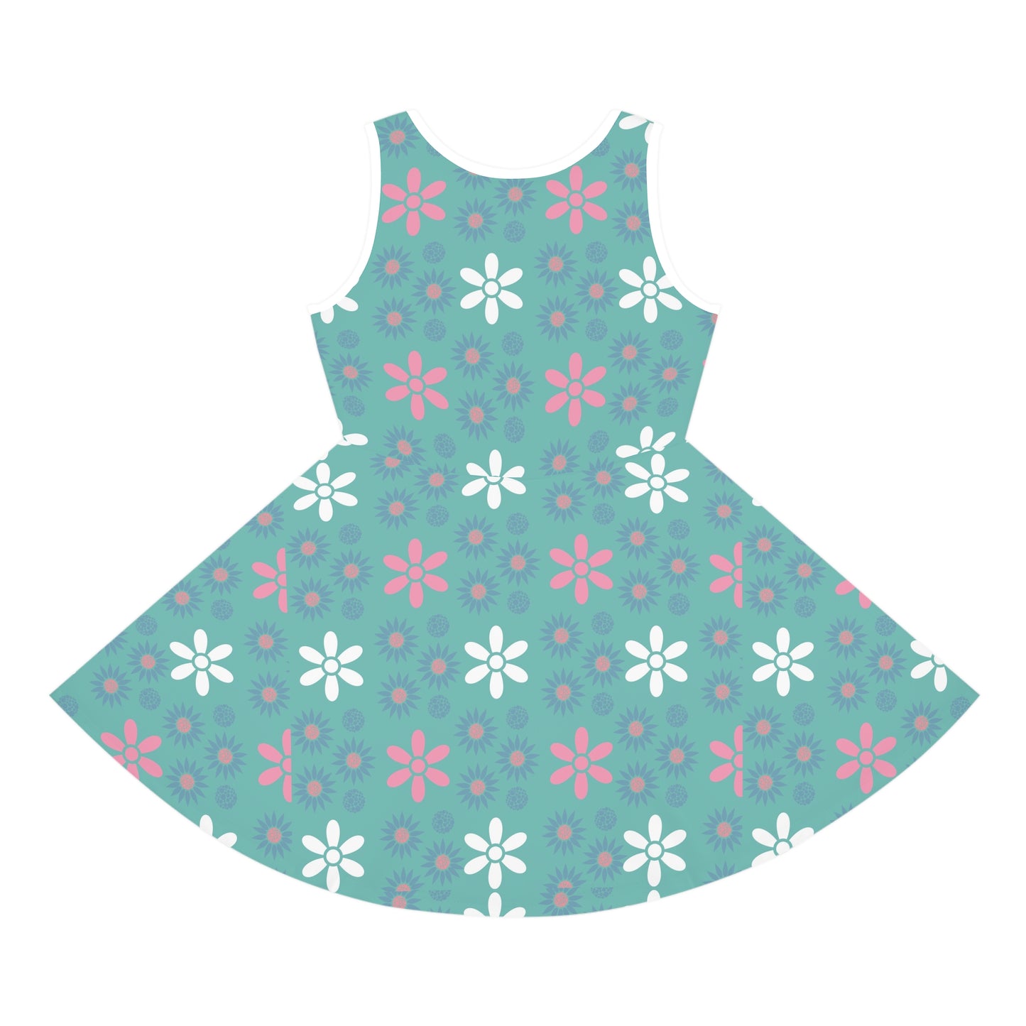 Teal Garden Blooms Girls' Sleeveless Sundress