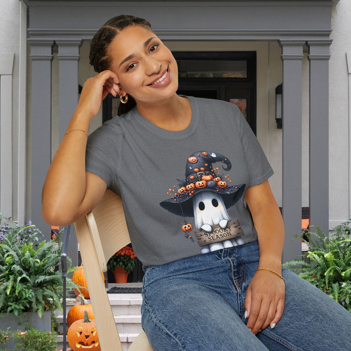 Spooky Season Cute Ghost Adult T-shirt