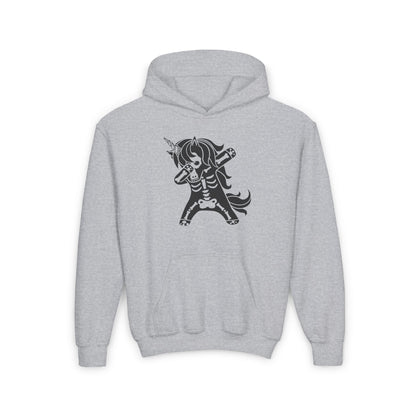 Dabbing Unicorn Skeleton Youth Heavy Blend Hoodie