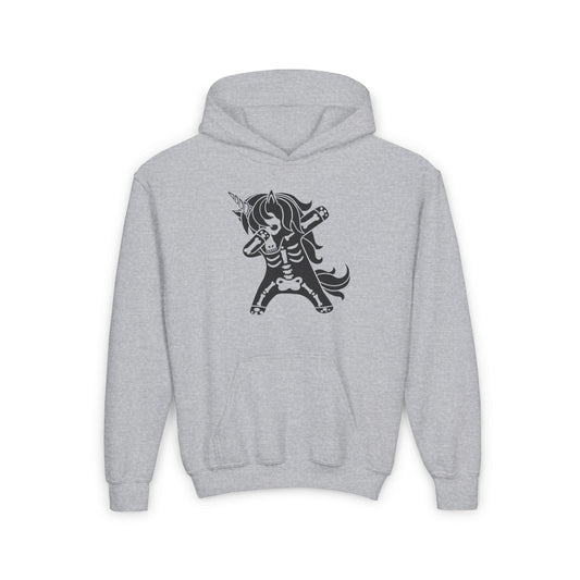 Dabbing Unicorn Skeleton Youth Heavy Blend Hoodie