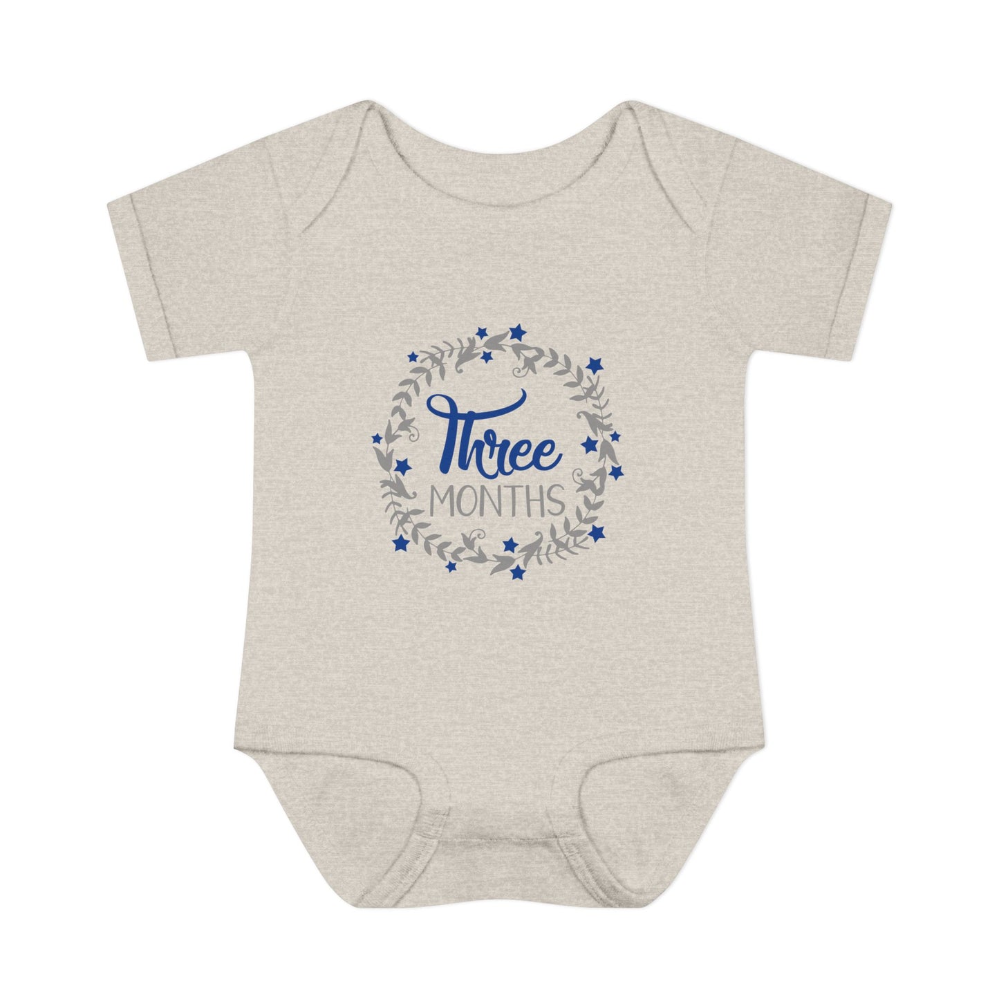 Blue Milestone Wreath Onesie-Three Months