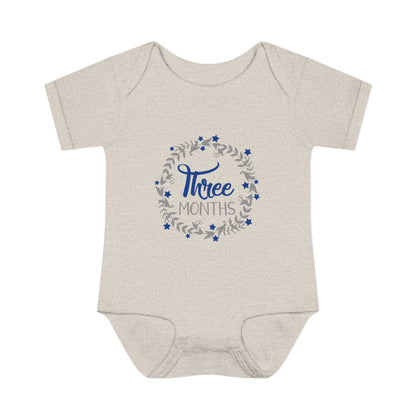 Blue Milestone Wreath Onesie-Three Months