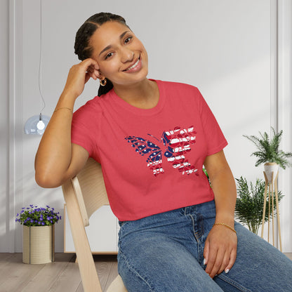 American Flag Butterfly Adult T-shirt