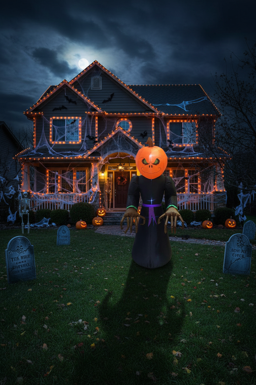 7-Ft Inflatable Pumpkin Reaper Halloween Yard Decoration
