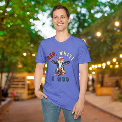 Red, White, & Moo Adult T-shirt