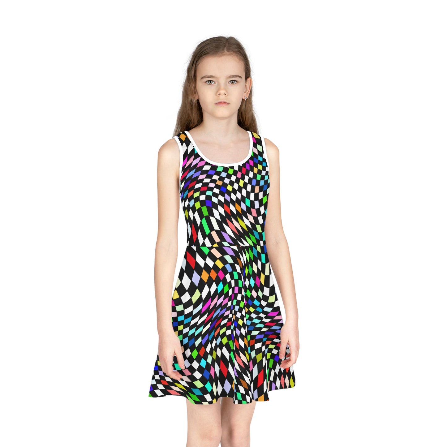 Warped Colorful Checkered Girls Sundress