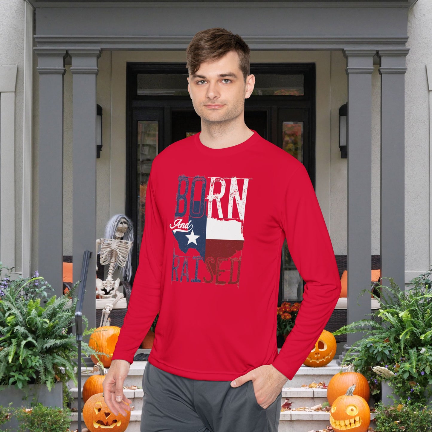 Texas Born and Raised Adult Long Sleeve Tee