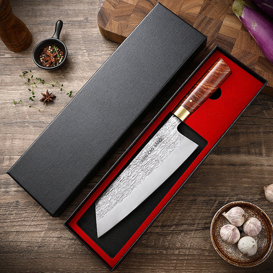 Carbon Stainless Steel Kitchen Knife w/Solid Wood Handle