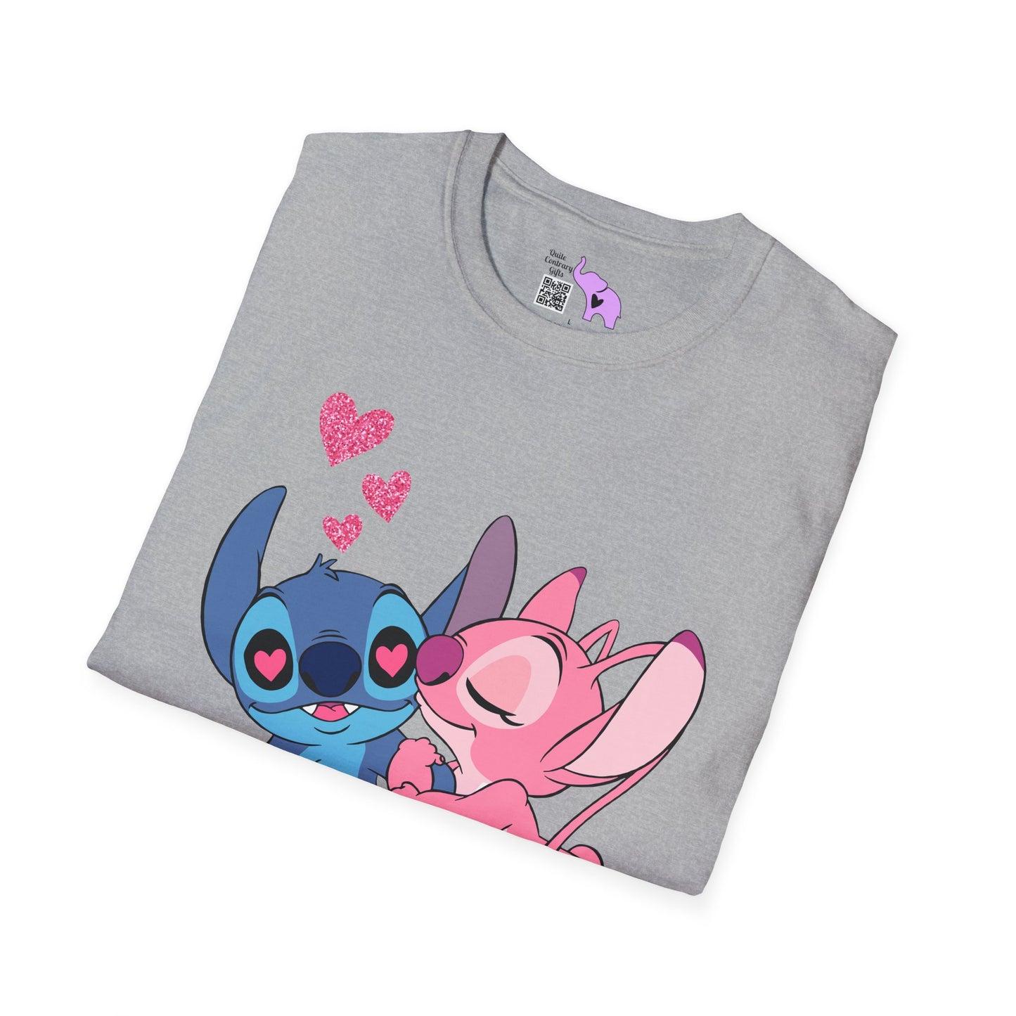 Valentine Stitch Kisses Adult Unisex Tshirt