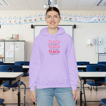 Teach Compassion, Kindness, Confidence Heavy Blend™ Hooded Sweatshirt