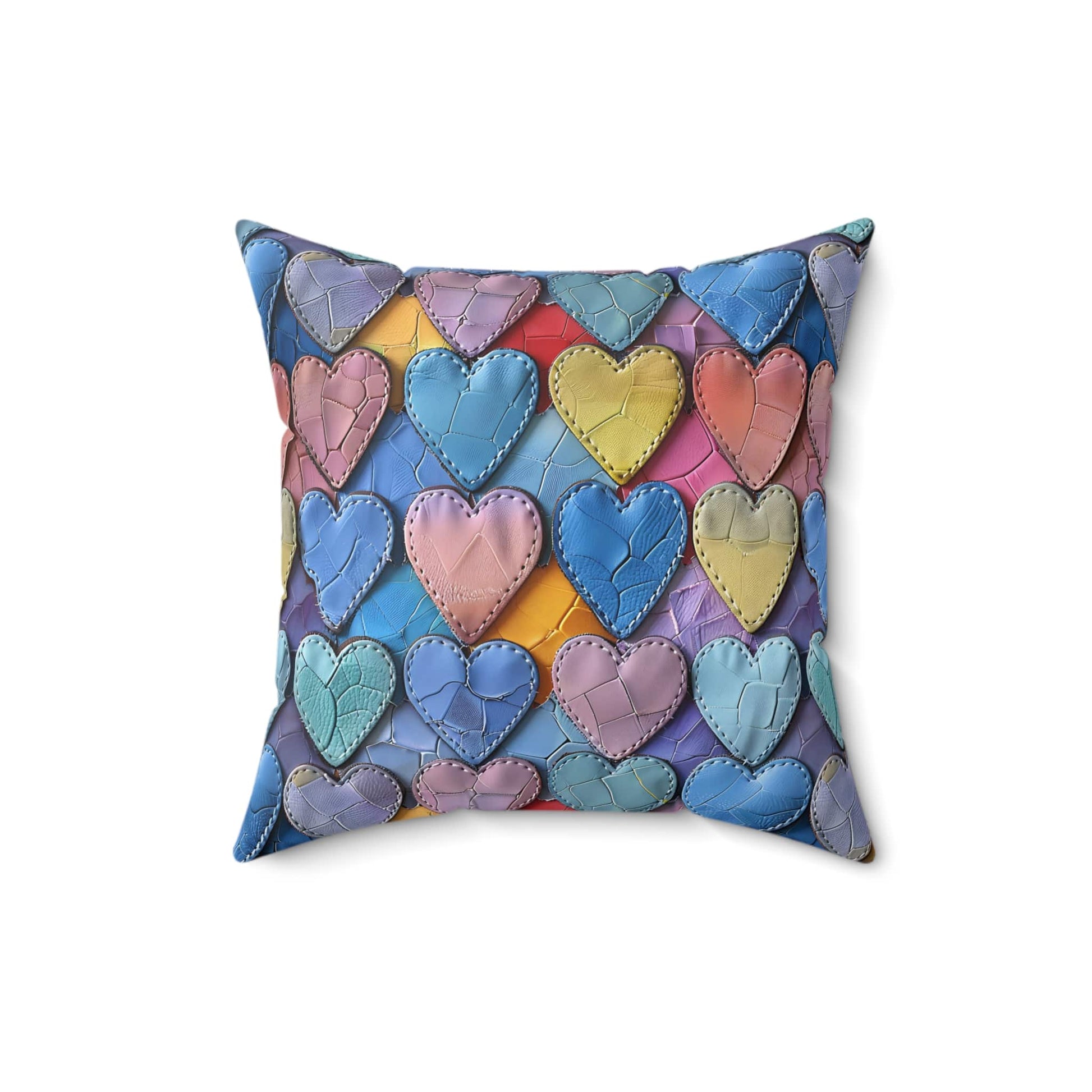 Color Pop Leather Hearts Throw Pillow