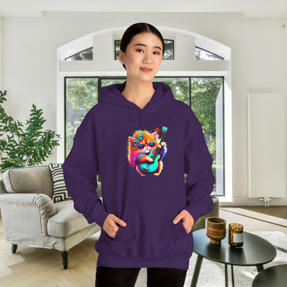 Colorful Guitar Kitten Heavy Blend™ Hooded Sweatshirt
