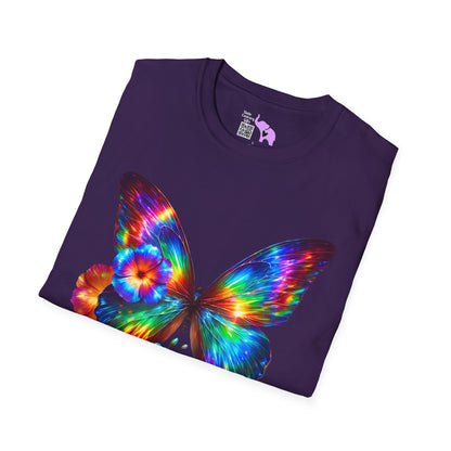 Colorful Butterfly & Flowers Adult T-shirt