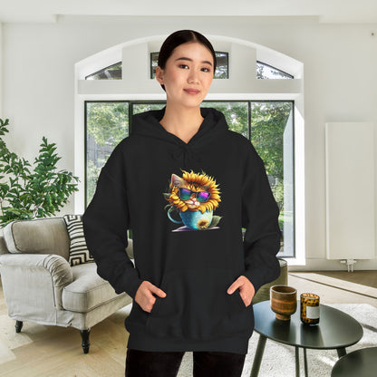 Cool Sunflower Kitten 1 Heavy Blend™ Hooded Sweatshirt