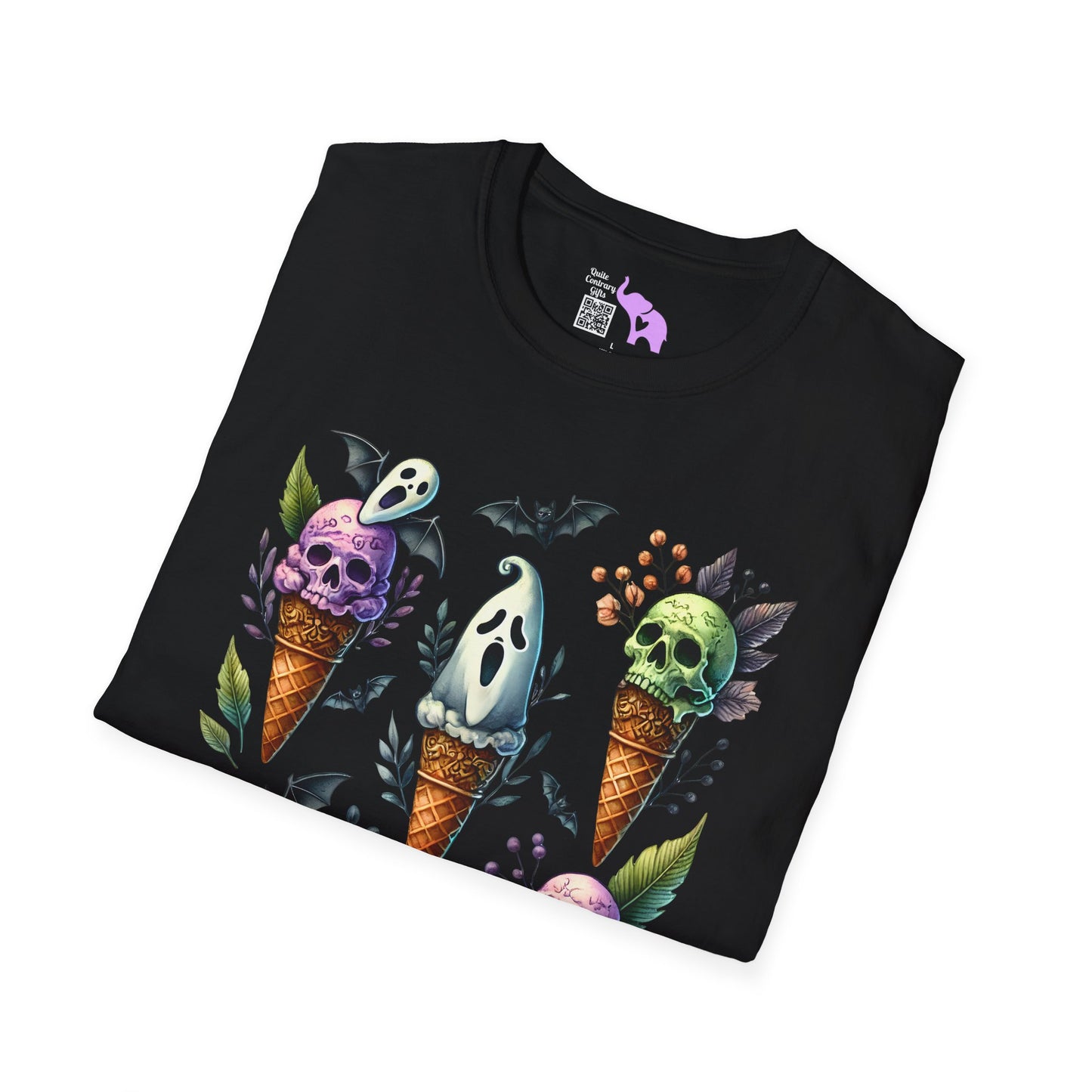 Ice Cream Cones w/Pumpkins and Ghost Adult  T-shirt