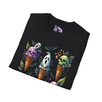 Ice Cream Cones w/Pumpkins and Ghost Adult  T-shirt