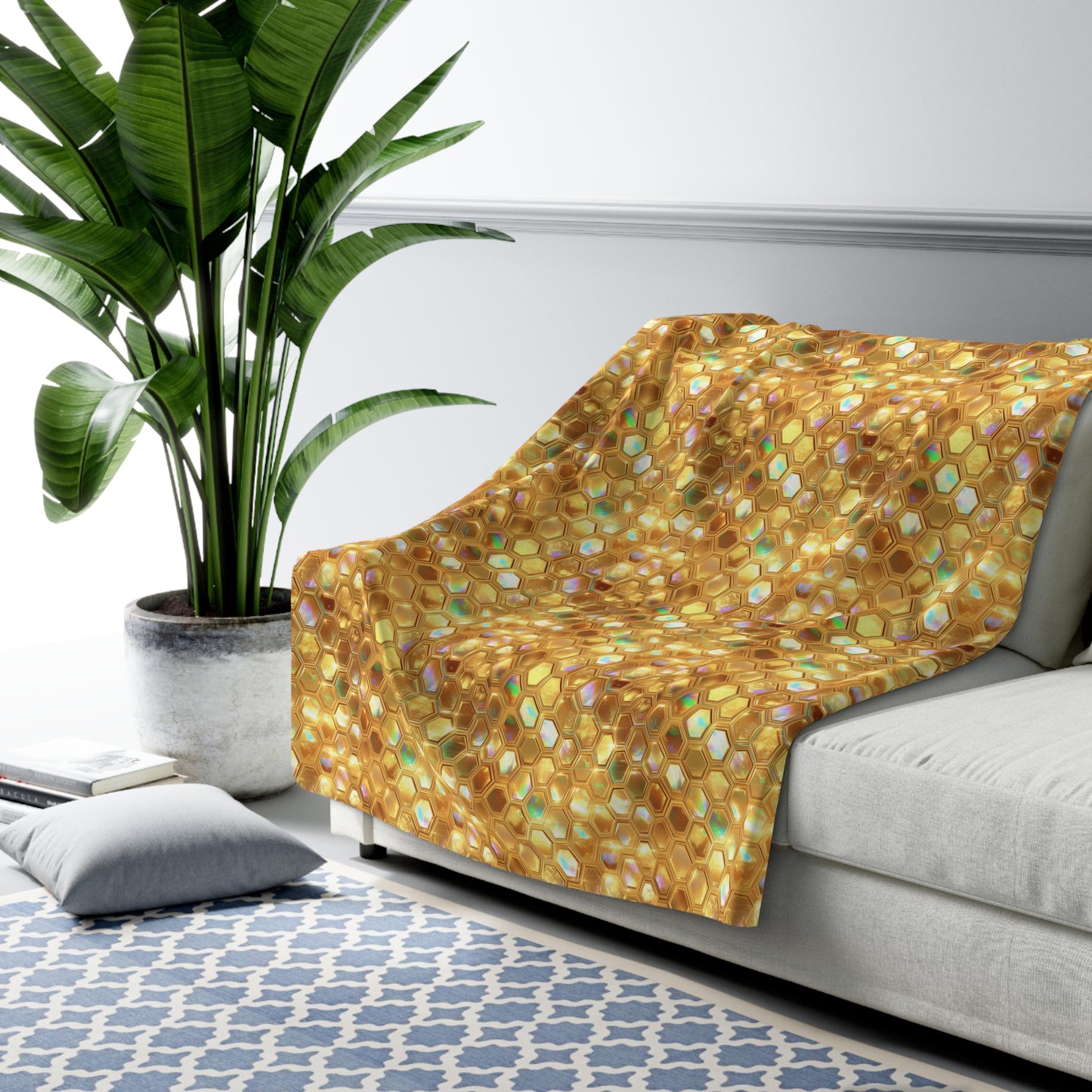 Golden Prism Grid Fleece Blanket