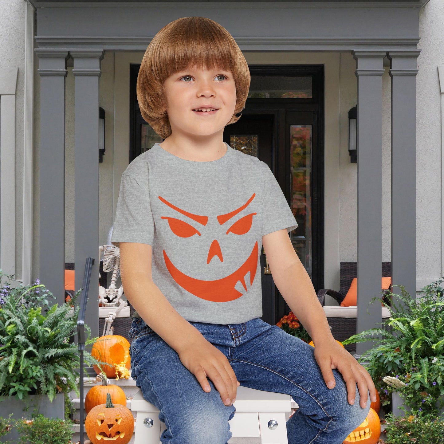 Goofy Grin Jack-O-Lantern Heavy Cotton™ Toddler T-shirt