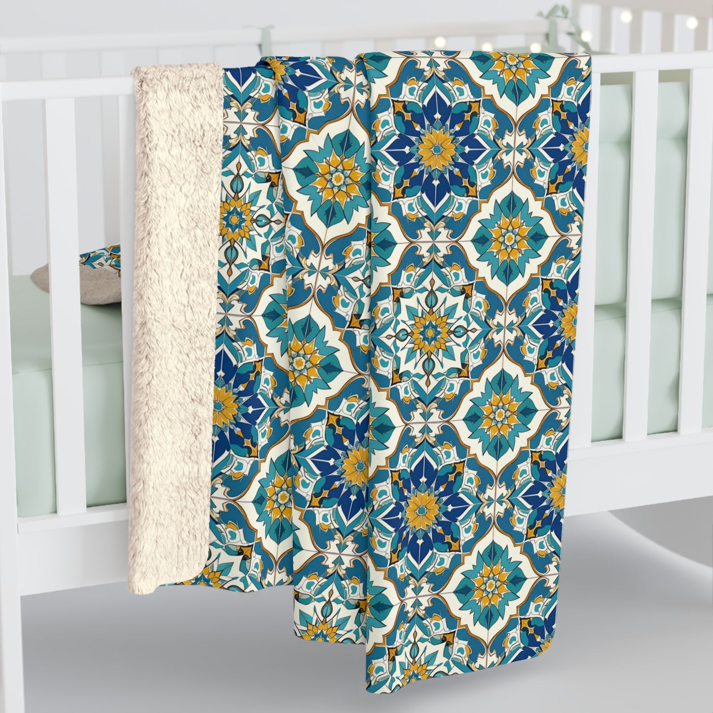 Mediterranean Lace Sherpa Fleece Blanket