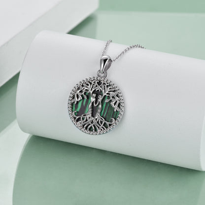 Sisterhood Tree of Life with Moonstone or Malachite Silver Necklace