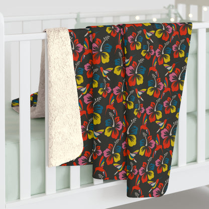 Humming Bloom Sherpa Fleece Blanket