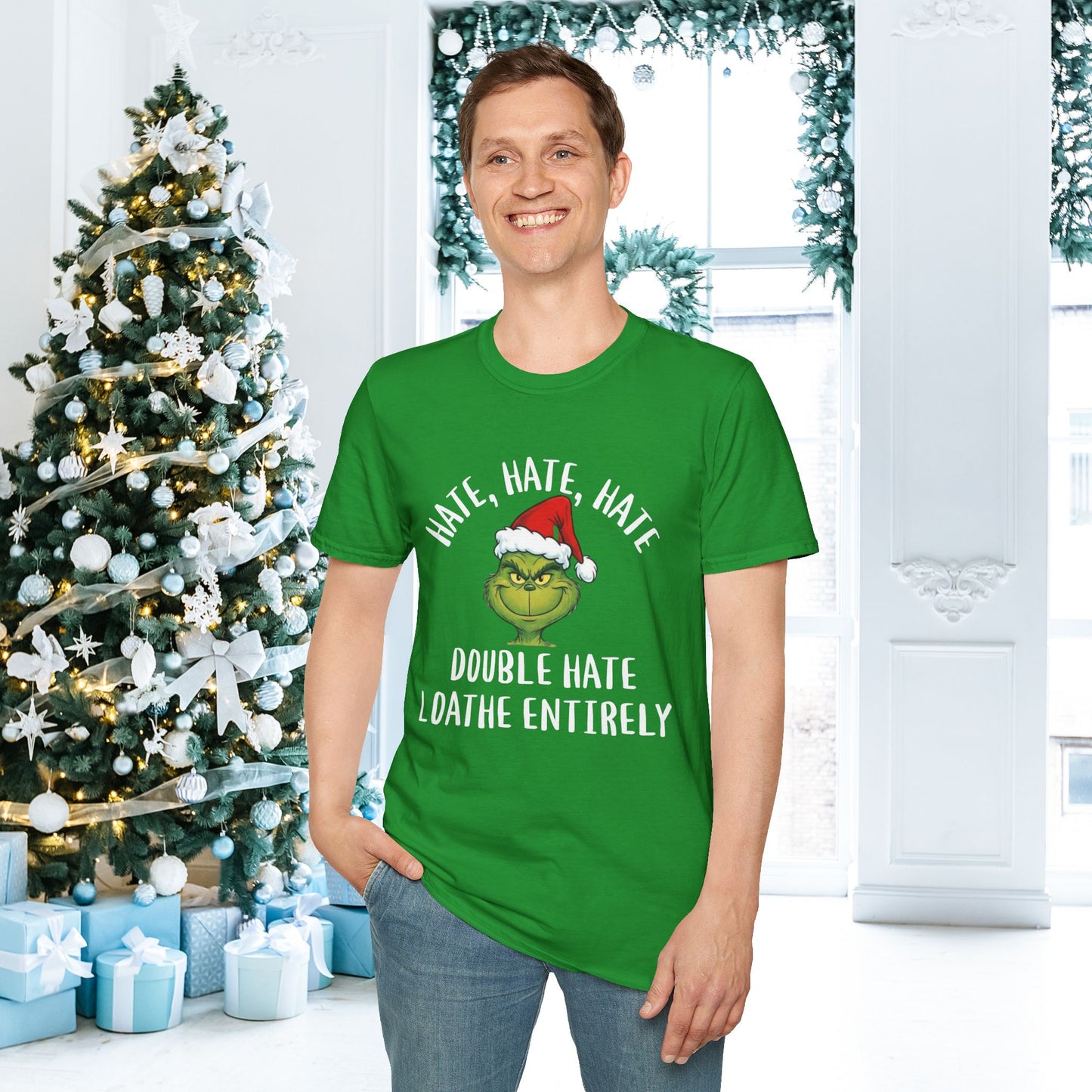 Hate, Hate, Hate, Double Hate, Loathe Entirely-Grinch Adult T-shirt
