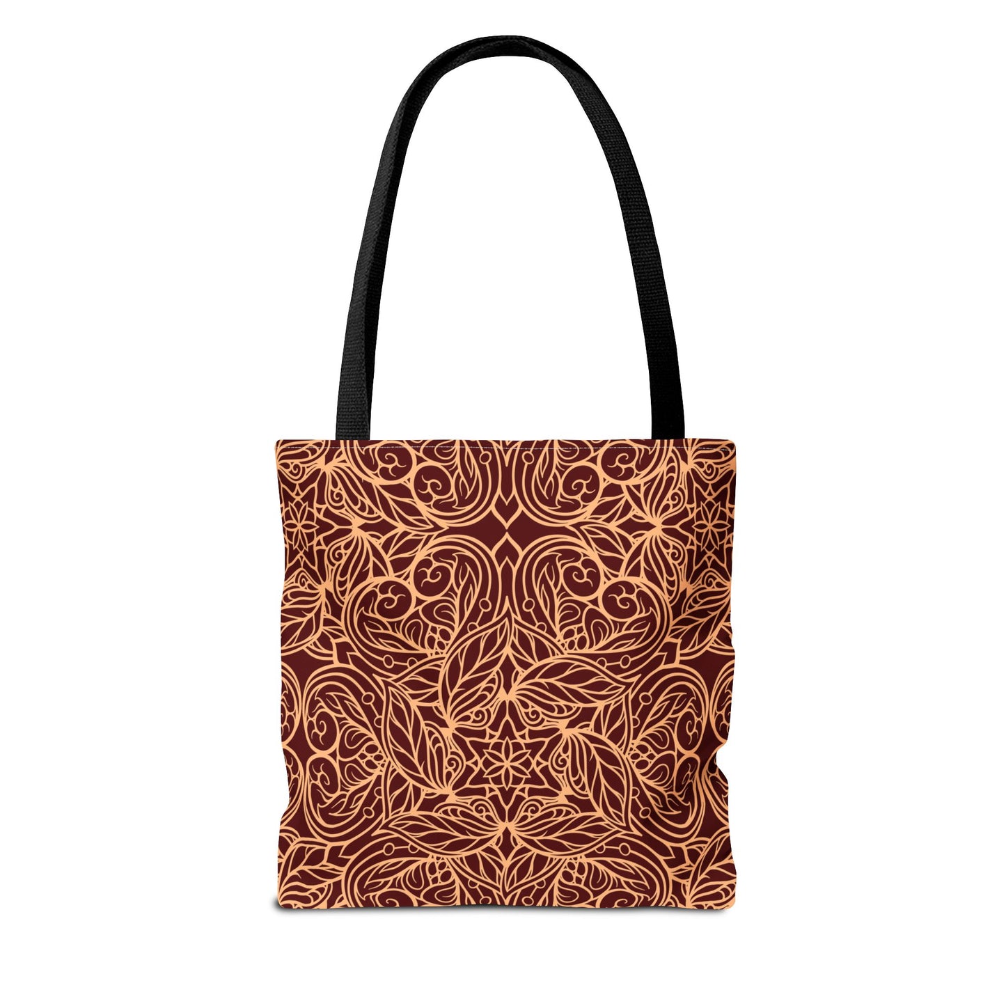 Golden Crimson Star Mandala Canvas Tote Bag