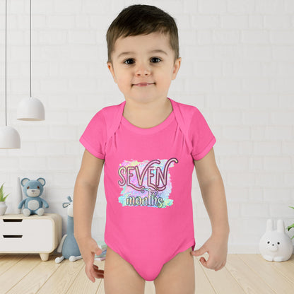 Pastel Wild One Milestone Baby Bodysuit-Seven Months