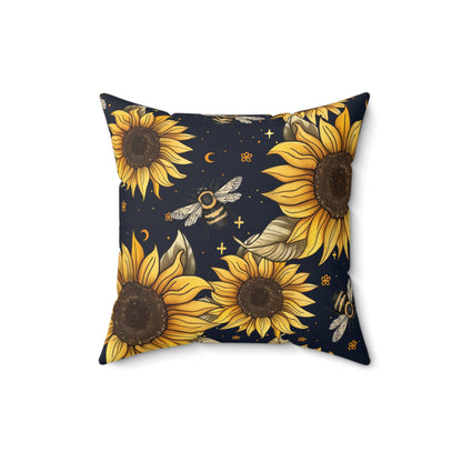 Sunflowers & Bees Throw Pillow