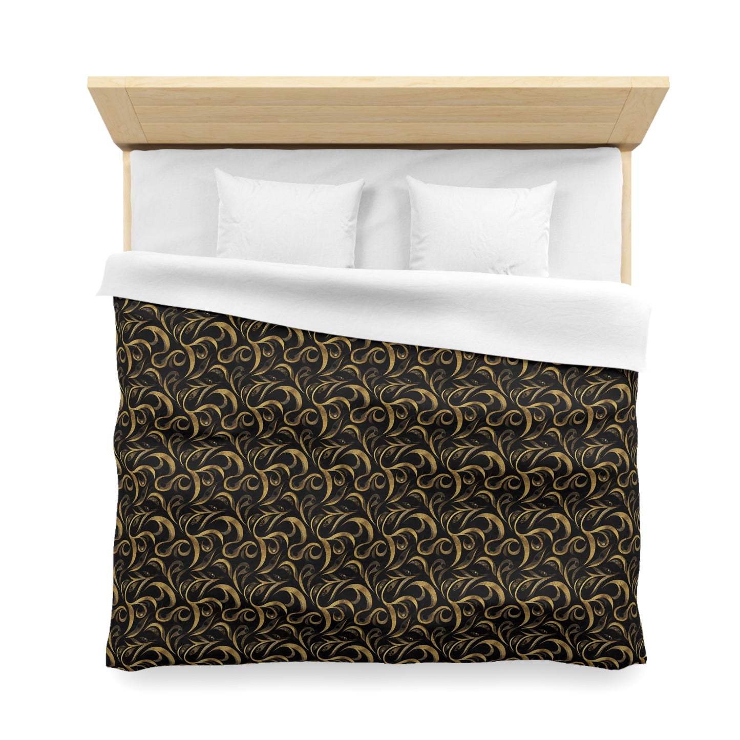 Golden Noir Swirl Microfiber Duvet Cover