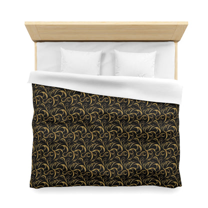 Golden Noir Swirl Microfiber Duvet Cover