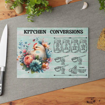 Floral Chick Kitchen Conversions Glass Cutting Board - Colorful Floral Design
