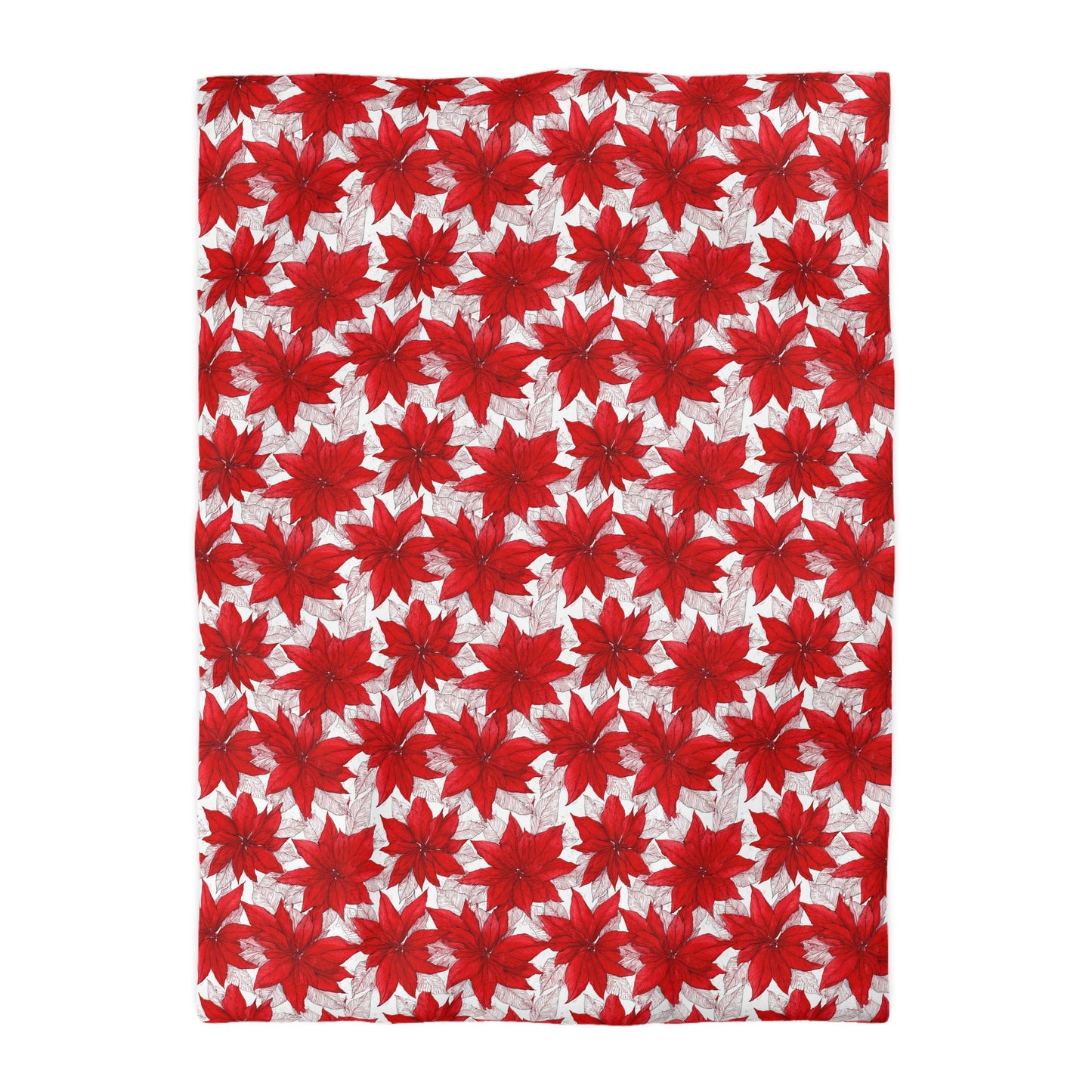 Crimson Poinsettia Sketch Microfiber Duvet Cover
