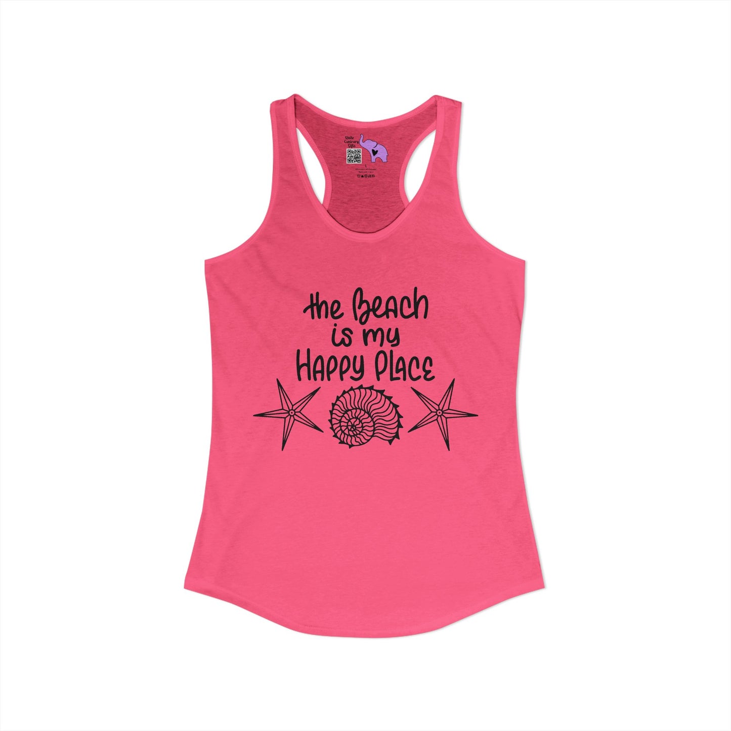 The Beach Is My Happy Place Women's Ideal Racerback Tank