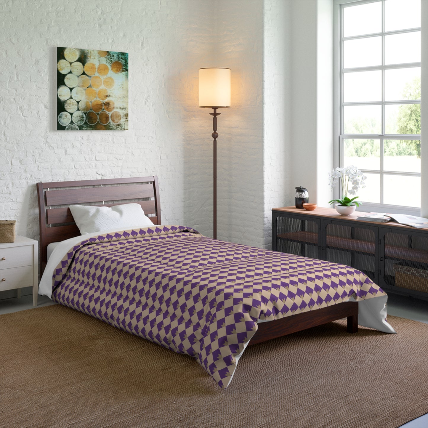 Diamond Bloom-Amethyst & Cream Basic Bedding Set