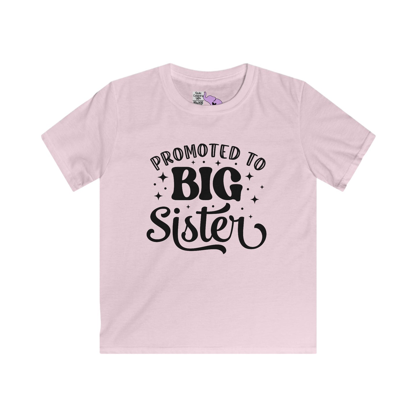 Promoted to Big Sister (Script) Youth Softstyle Tee