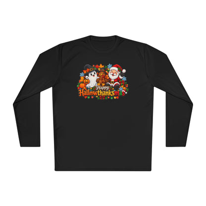 Happy Hallowthanksmas Shirt (Ghost/Turkey/Santa) Adult Long Sleeve Tee